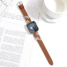 For Apple Watch SE 2023 44mm Stitched Flower Leather Watch Band(Brown) - 2