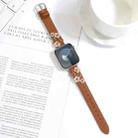 For Apple Watch Series 7 41mm Stitched Flower Leather Watch Band(Brown) - 2