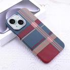 For iPhone 15 Kevlar Carbon Fiber Texture MagSafe Magnetic Phone Case(Red Green Checkered) - 1