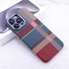 For iPhone 14 Pro Kevlar Carbon Fiber Texture MagSafe Magnetic Phone Case(Red Green Checkered) - 1