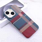 For iPhone 14 Kevlar Carbon Fiber Texture MagSafe Magnetic Phone Case(Red Green Checkered) - 1