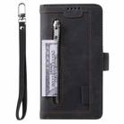 For Motorola Moto G85 Nine Card Zipper Bag Leather Phone Case with Lanyard(Black) - 2