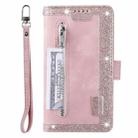 For Motorola Moto E14 Nine Card Zipper Bag Leather Phone Case with Lanyard(Pink) - 2