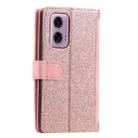 For Motorola Moto E14 Nine Card Zipper Bag Leather Phone Case with Lanyard(Pink) - 3