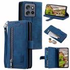 For Motorola Edge 50 Neo Nine Card Zipper Bag Leather Phone Case with Lanyard(Blue) - 1