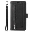 For Motorola Moto G35 Nine Card Zipper Bag Leather Phone Case with Lanyard(Black) - 2