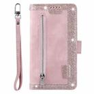 For Motorola Moto G35 Nine Card Zipper Bag Leather Phone Case with Lanyard(Pink) - 2