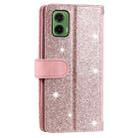 For Motorola Moto G35 Nine Card Zipper Bag Leather Phone Case with Lanyard(Pink) - 3