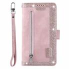 For Motorola Moto G55 Nine Card Zipper Bag Leather Phone Case with Lanyard(Pink) - 2