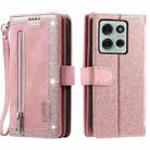 For Motorola Moto G75 5G Nine Card Zipper Bag Leather Phone Case with Lanyard(Pink) - 2