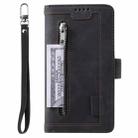 For Motorola Moto G05 Nine Card Zipper Bag Leather Phone Case with Lanyard(Black) - 2