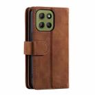 For Motorola Moto G15 Nine Card Zipper Bag Leather Phone Case with Lanyard(Brown) - 3