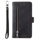 For Motorola Edge 60 Fusion Nine Card Zipper Bag Leather Phone Case with Lanyard(Black) - 2
