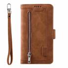 For Motorola Edge 60 Pro Nine Card Zipper Bag Leather Phone Case with Lanyard(Brown) - 2