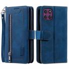 For Motorola Edge 60 Pro Nine Card Zipper Bag Leather Phone Case with Lanyard(Blue) - 1