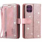 For Motorola Edge 60 Pro Nine Card Zipper Bag Leather Phone Case with Lanyard(Pink) - 1