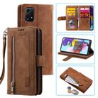 For Honor 200 Lite Nine Card Zipper Bag Leather Phone Case with Lanyard(Brown) - 1