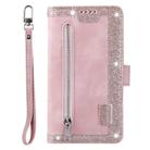 For Honor 200 Lite Nine Card Zipper Bag Leather Phone Case with Lanyard(Pink) - 2