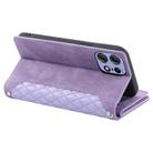 For Motorola Edge 50 Pro Grid Texture Zipper Leather Phone Case with Lanyard(Purple) - 3