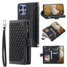 For Motorola Edge 50 Pro Grid Texture Zipper Leather Phone Case with Lanyard(Black) - 1