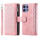 For Motorola Edge 50 Pro Grid Texture Zipper Leather Phone Case with Lanyard(Rose Gold) - 2