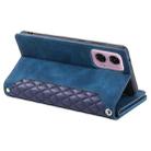 For Motorola Moto E14 Grid Texture Zipper Leather Phone Case with Lanyard(Blue) - 3