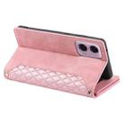 For Motorola Moto E14 Grid Texture Zipper Leather Phone Case with Lanyard(Rose Gold) - 3