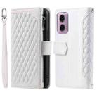 For Motorola Moto E14 Grid Texture Zipper Leather Phone Case with Lanyard(White) - 2