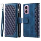 For Motorola Moto G85 Grid Texture Zipper Leather Phone Case with Lanyard(Blue) - 2