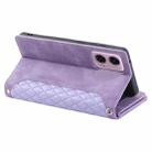 For Motorola Moto G85 Grid Texture Zipper Leather Phone Case with Lanyard(Purple) - 3