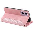 For Motorola Moto G85 Grid Texture Zipper Leather Phone Case with Lanyard(Rose Gold) - 3