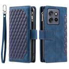 For Motorola Edge 50 Neo Grid Texture Zipper Leather Phone Case with Lanyard(Blue) - 2