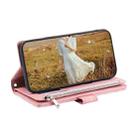 For Motorola Edge 50 Neo Grid Texture Zipper Leather Phone Case with Lanyard(Rose Gold) - 3