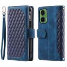 For Motorola Moto G35 Grid Texture Zipper Leather Phone Case with Lanyard(Blue) - 2