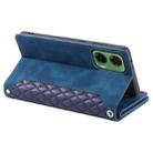 For Motorola Moto G35 Grid Texture Zipper Leather Phone Case with Lanyard(Blue) - 3