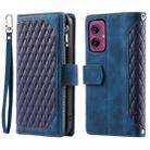 For Motorola Moto G55 Grid Texture Zipper Leather Phone Case with Lanyard(Blue) - 2