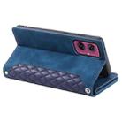 For Motorola Moto G55 Grid Texture Zipper Leather Phone Case with Lanyard(Blue) - 3