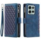 For Motorola Moto G75 5G Grid Texture Zipper Leather Phone Case with Lanyard(Blue) - 2