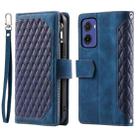 For Motorola Moto G05 Grid Texture Zipper Leather Phone Case with Lanyard(Blue) - 1
