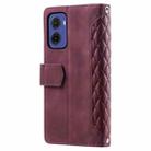 For Motorola Moto G05 Grid Texture Zipper Leather Phone Case with Lanyard(Wine Red) - 3