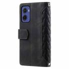 For Motorola Moto G05 Grid Texture Zipper Leather Phone Case with Lanyard(Black) - 3