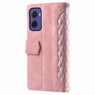 For Motorola Moto G05 Grid Texture Zipper Leather Phone Case with Lanyard(Rose Gold) - 3