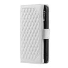 For Motorola Moto G05 Grid Texture Zipper Leather Phone Case with Lanyard(White) - 2