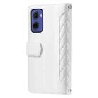 For Motorola Moto G05 Grid Texture Zipper Leather Phone Case with Lanyard(White) - 3