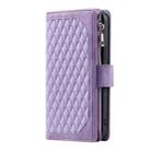 For Motorola Moto G15 Grid Texture Zipper Leather Phone Case with Lanyard(Purple) - 2