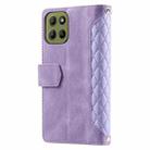 For Motorola Moto G15 Grid Texture Zipper Leather Phone Case with Lanyard(Purple) - 3