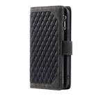 For Motorola Moto G15 Grid Texture Zipper Leather Phone Case with Lanyard(Black) - 2