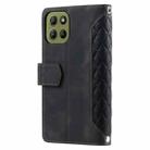 For Motorola Moto G15 Grid Texture Zipper Leather Phone Case with Lanyard(Black) - 3