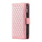 For Motorola Moto G15 Grid Texture Zipper Leather Phone Case with Lanyard(Rose Gold) - 2