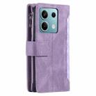 For Motorola Edge 60 Fusion Grid Texture Zipper Leather Phone Case with Lanyard(Purple) - 3